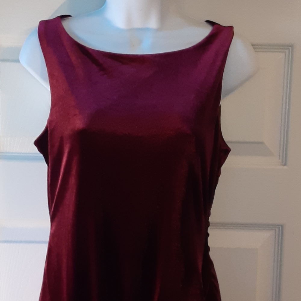 Venus Burgundy Velvet Asymmetrical Dress Medium Draped Knot Cocktail Party - Picture 4 of 12